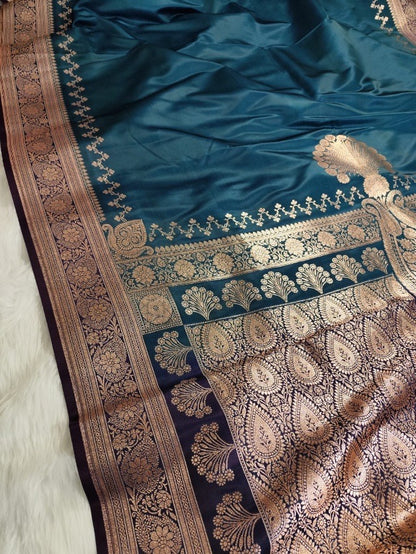 Blue Katan Banarasi Saree