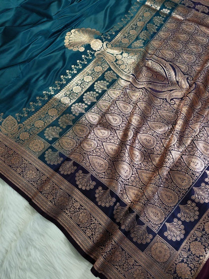 Blue Katan Banarasi Saree