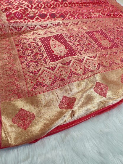 Pink Satin Banarasi Saree