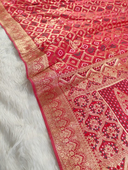 Pink Satin Banarasi Saree