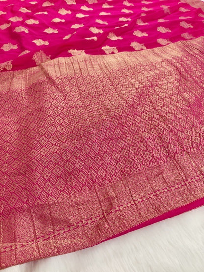 Pink Georgette Banarasi Saree