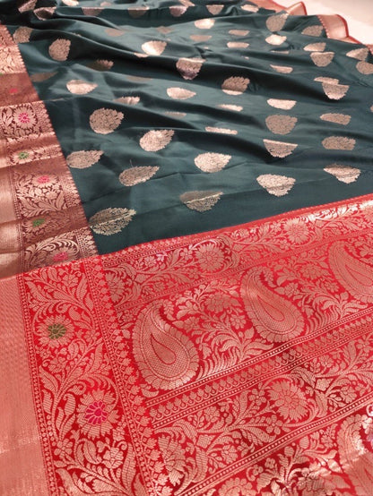 Green Semisilk Banarasi Saree
