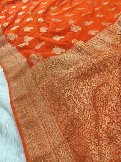 Orange Georgette Banarasi Saree