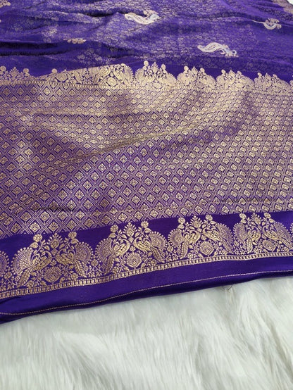Purple Tanchui Banarasi  Semisilk Saree