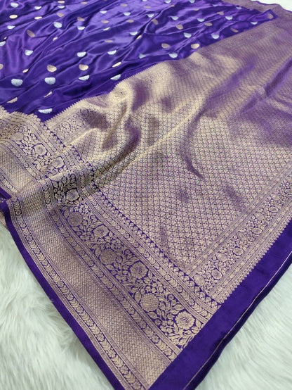 Purple Satin Banarasi saree