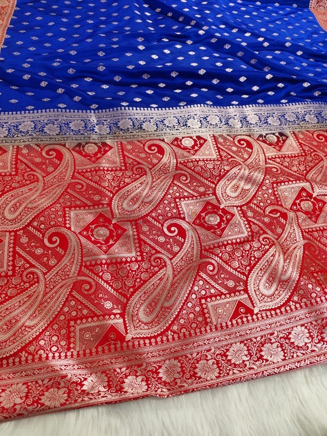 Royal Blue Banarasi Mashru Silk Saree