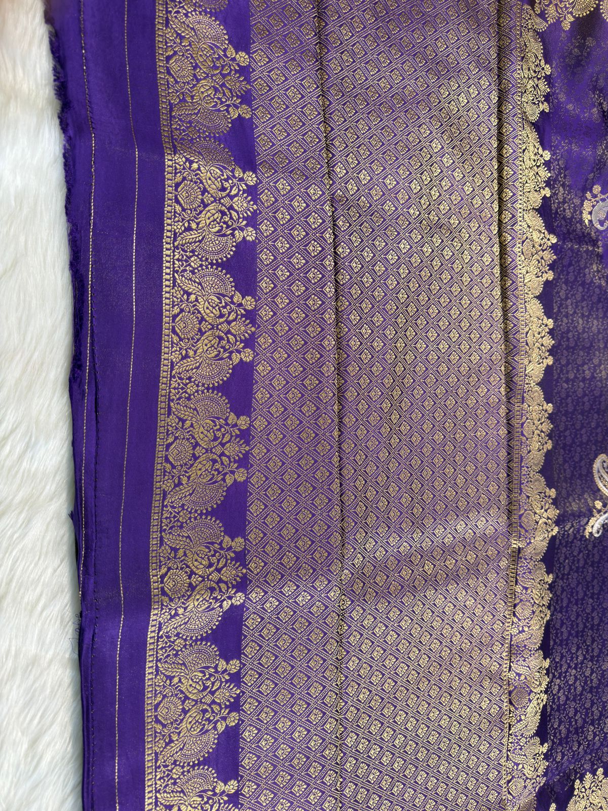 Purple Tanchui Banarasi Mashru Silk Saree