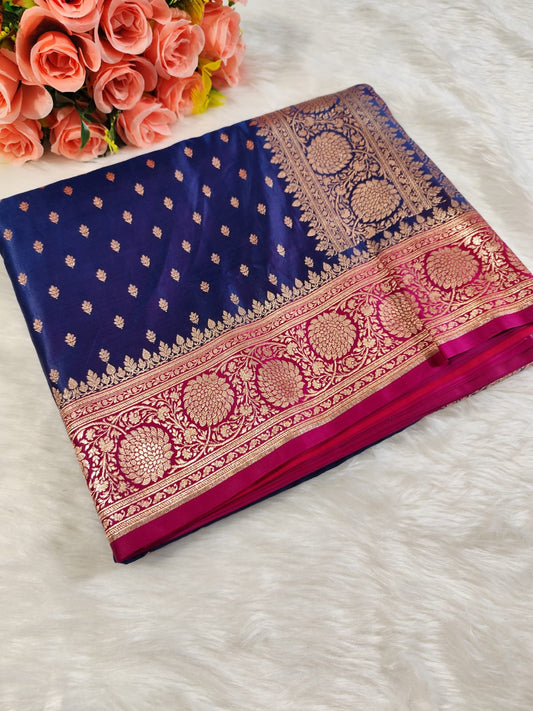 Royal Blue Buti Banarasi Katan Silk Saree