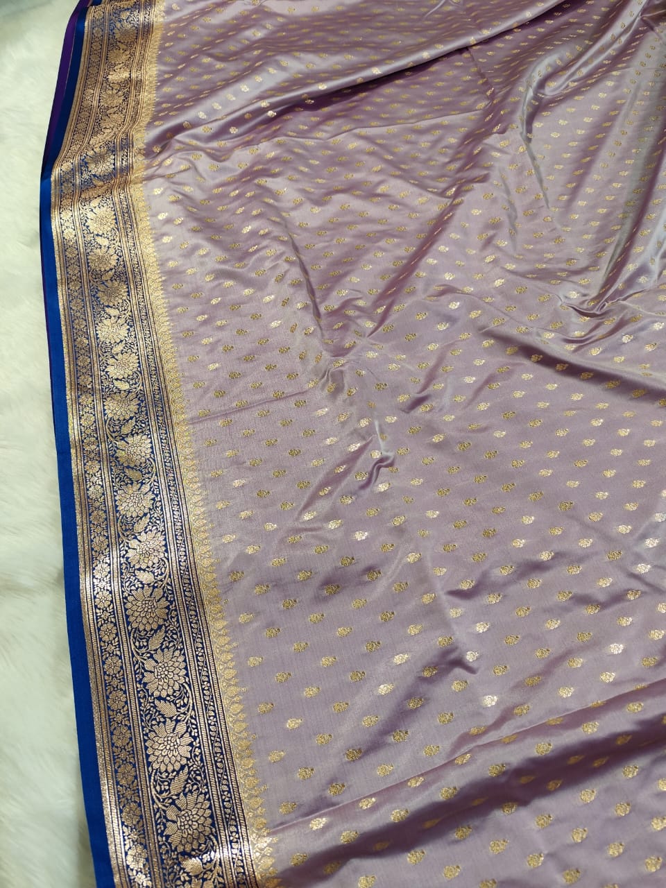 Lavender Buti Banarasi Katan Silk saree