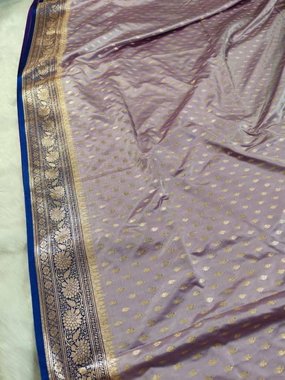 Lavender Katan Banarasi saree