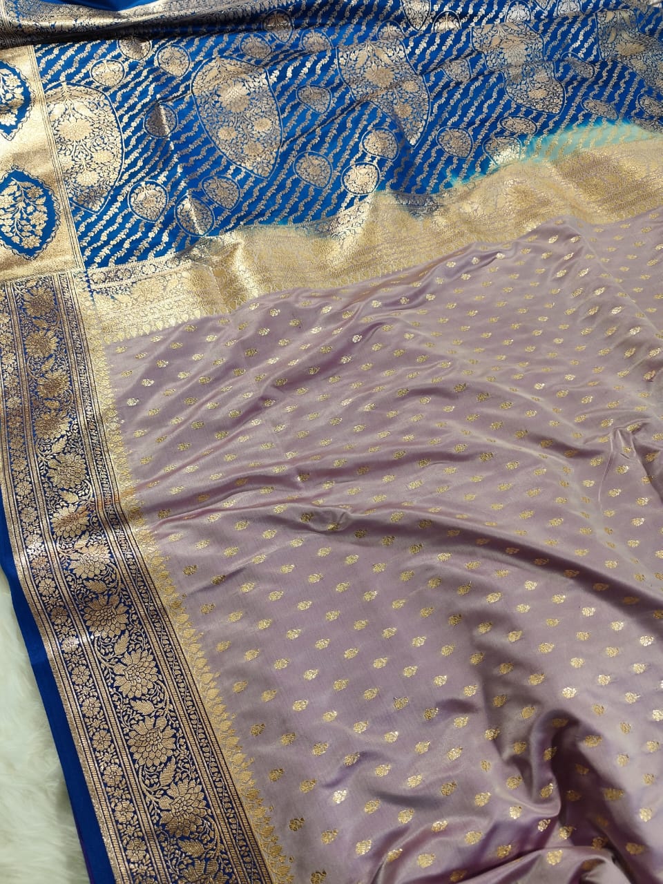 Lavender Buti Banarasi Katan Silk saree
