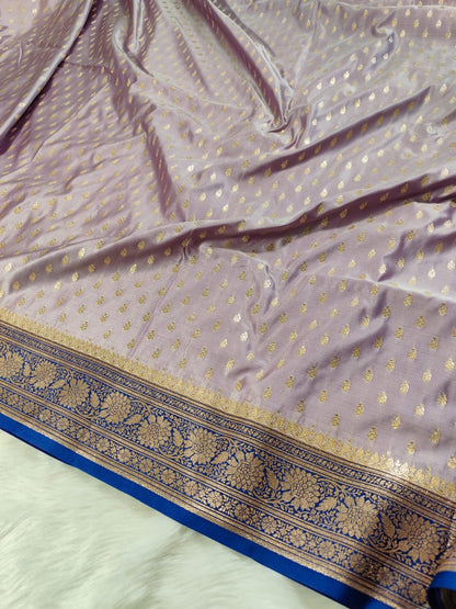 Lavender Katan Banarasi saree