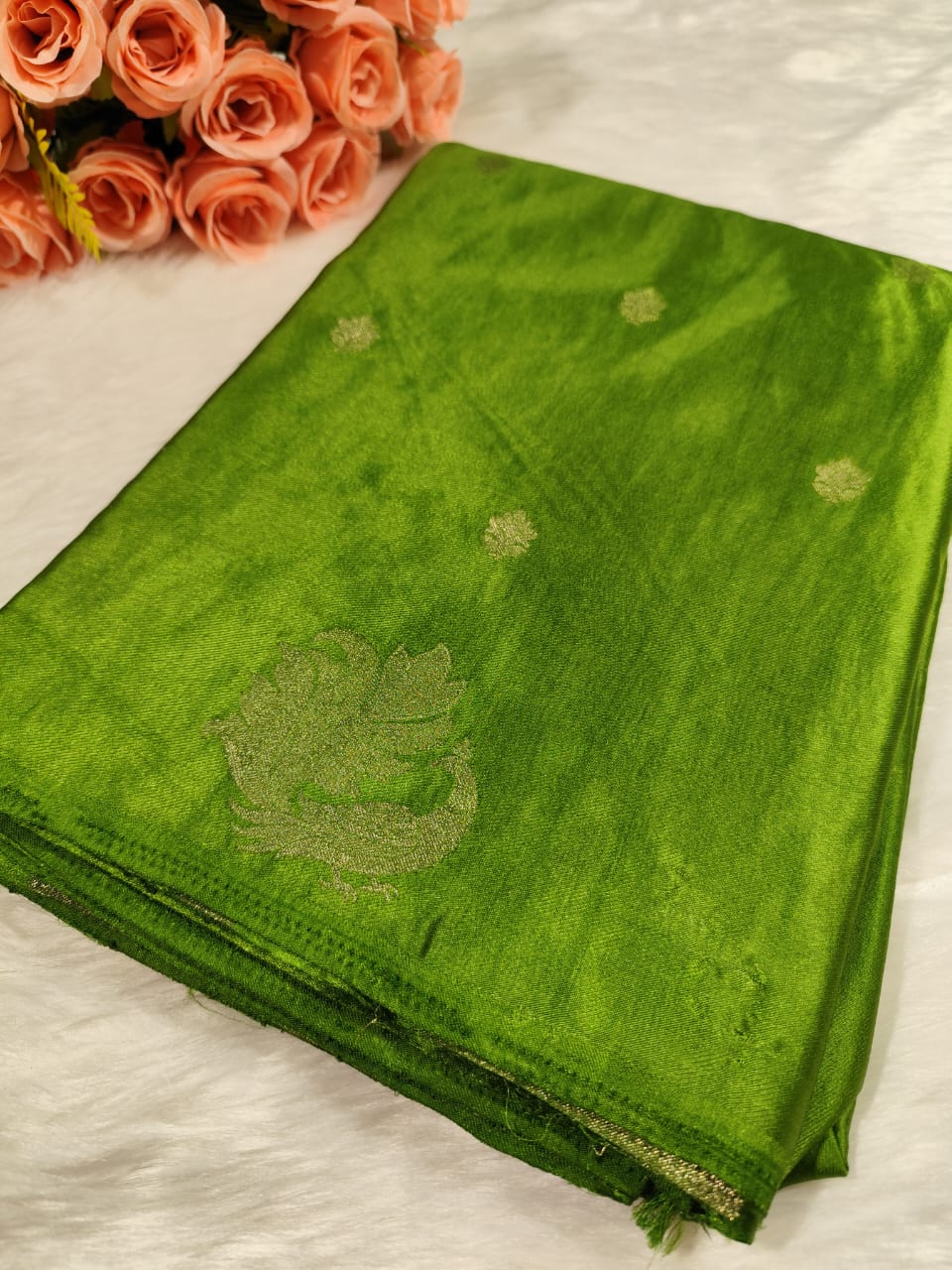 Green Buti Banarasi Satin Saree