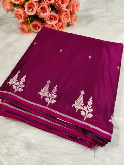 Wine Mashru Banarasi Saree