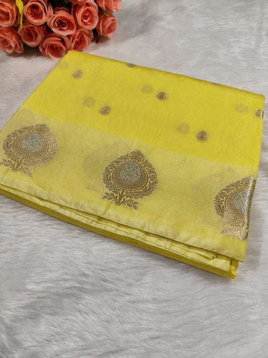 Lime Yellow Buti Banarasi Raw Mango