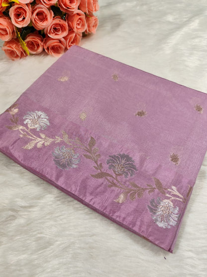 Onion Pink Raw Mango Banarasi Saree