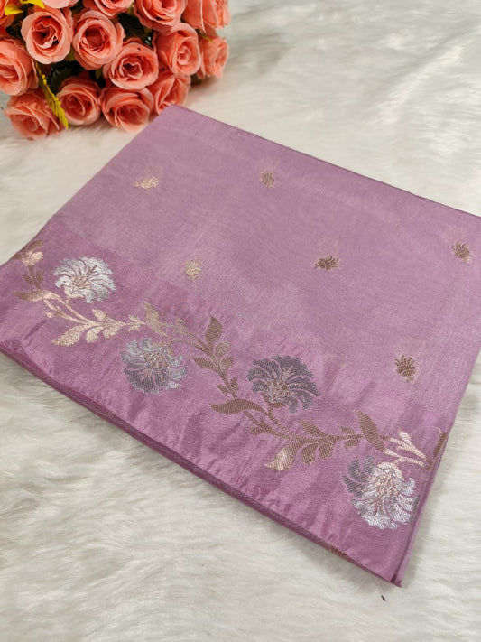Onion Pink Buti Banarasi Raw Mango Silk