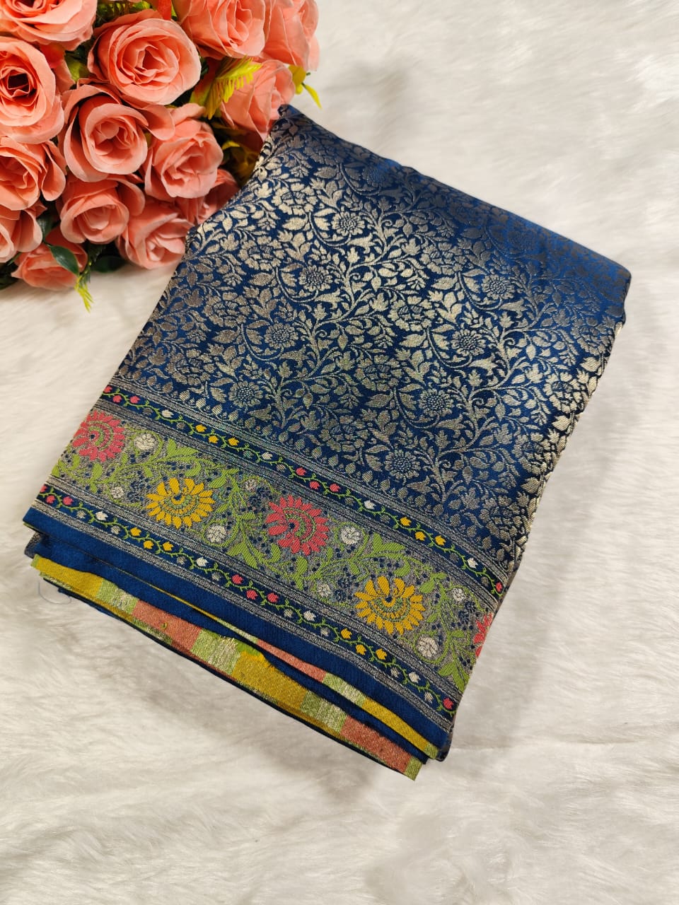 Blue Tanchui Banarasi Silk Saree