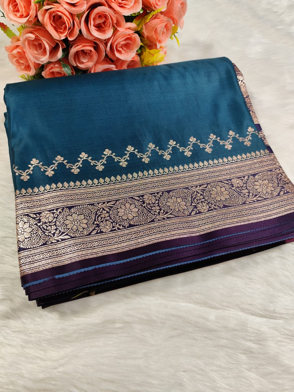 Blue Walkalam Banarasi Katan Silk