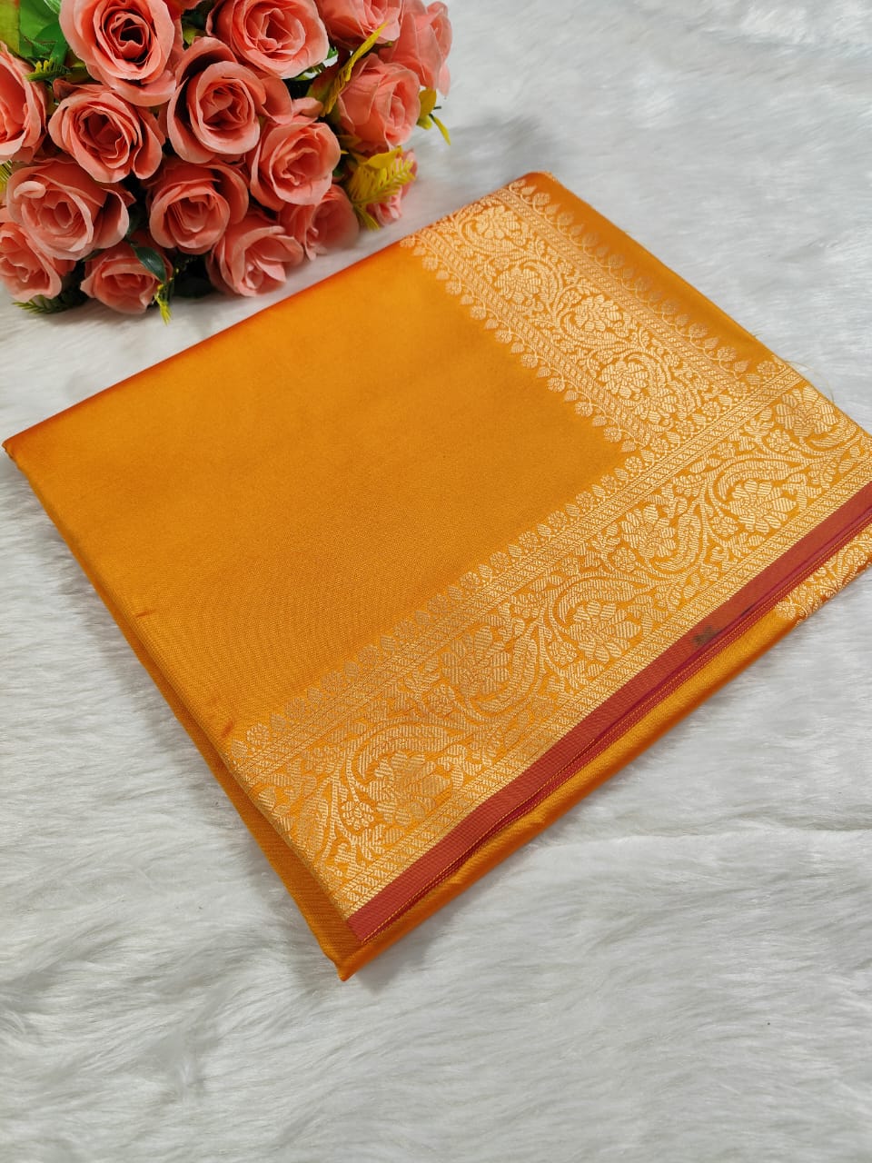 Yellow Walkalam Banarasi Silk Saree