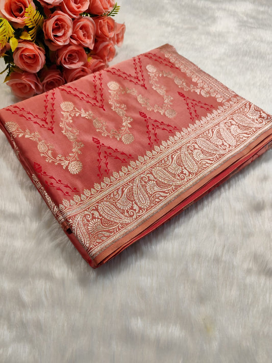 Pink Banarasi Mashru Silk Saree