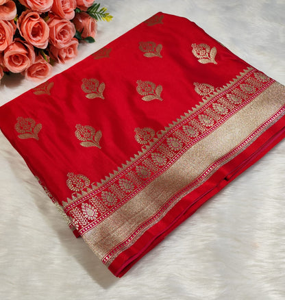 Red banarasi silk saree