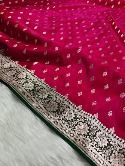 Rani Pink Mashru Banarasi Saree