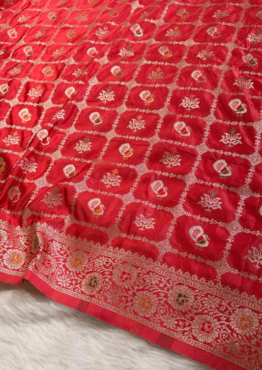 Pink Satin Banarasi Saree