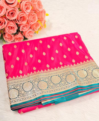 Pink Katan Banarasi Saree