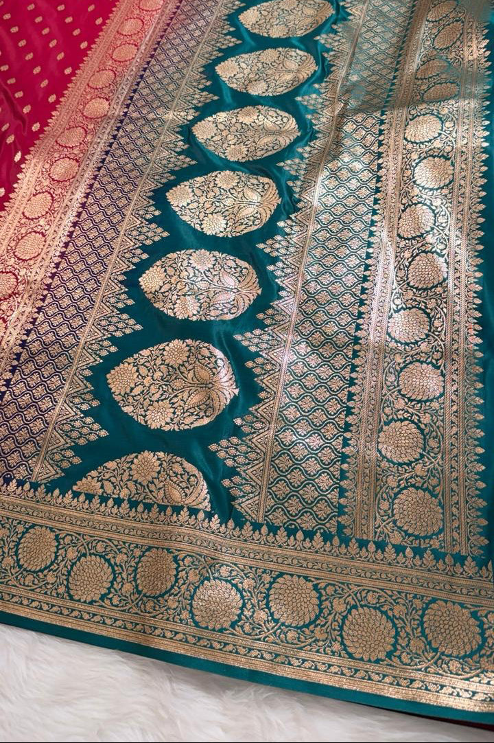 Pink Katan Banarasi Saree