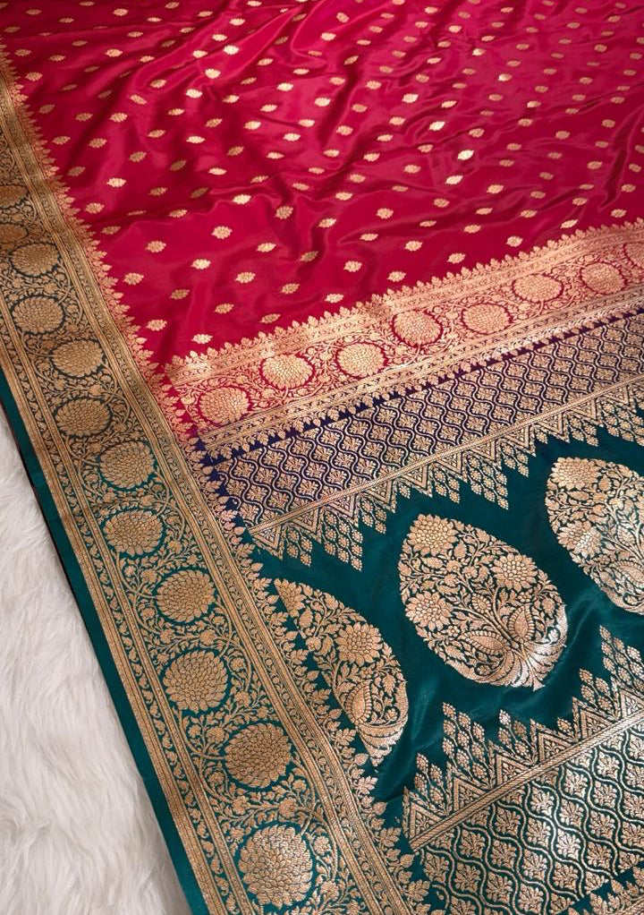 Pink Katan Banarasi Saree
