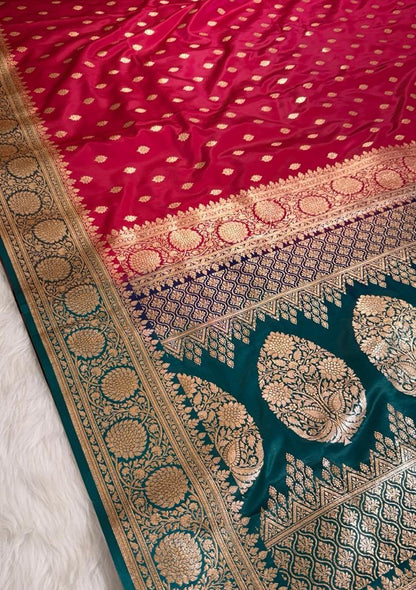 Pink Katan Banarasi Saree