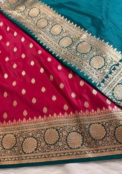 Pink Katan Banarasi Saree