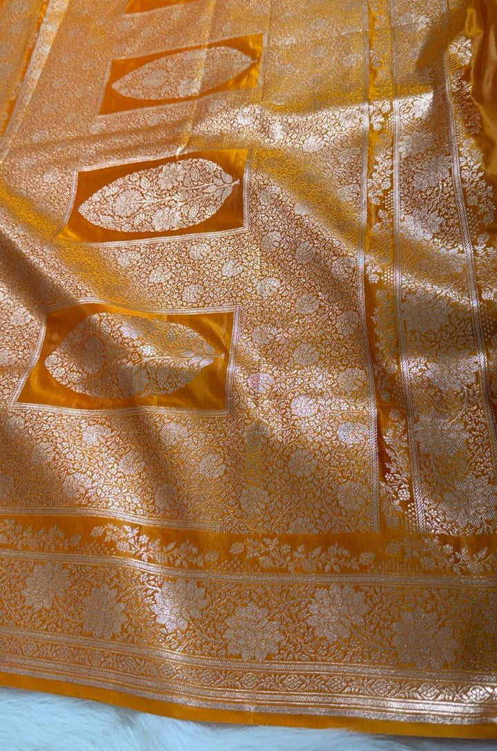 Yellow Katan Banarasi Saree
