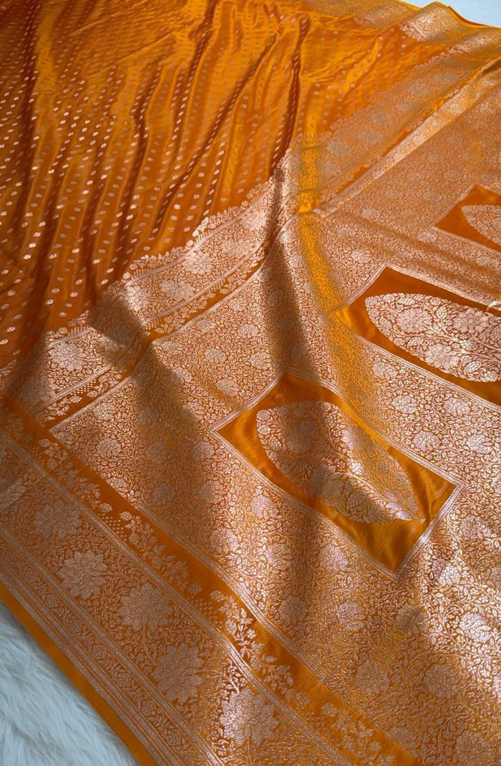 Yellow Katan Banarasi Saree