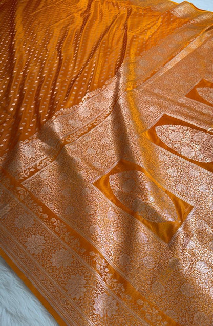 Yellow Katan Banarasi Saree