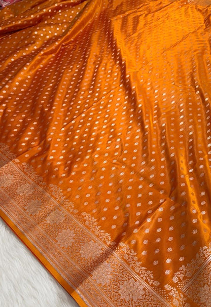 Yellow Katan Banarasi Saree