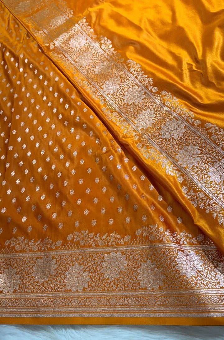 Yellow Katan Banarasi Saree
