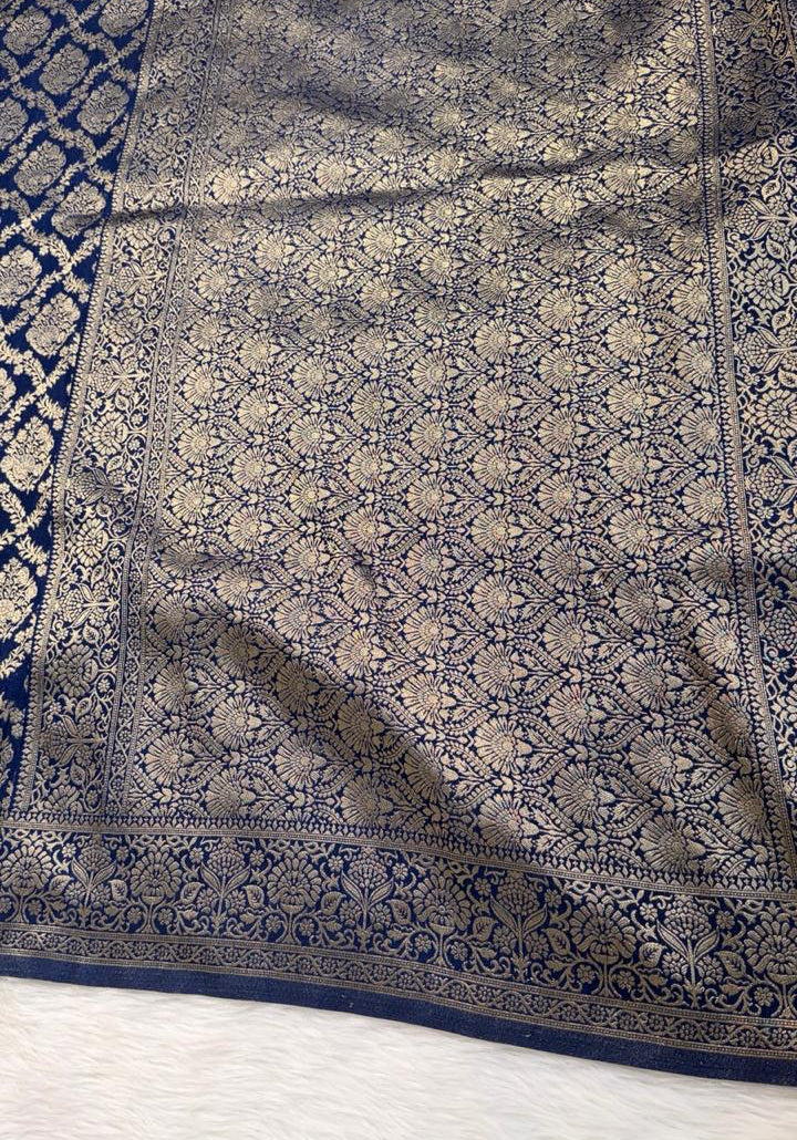 Navy Blue Georgette Banarasi Saree