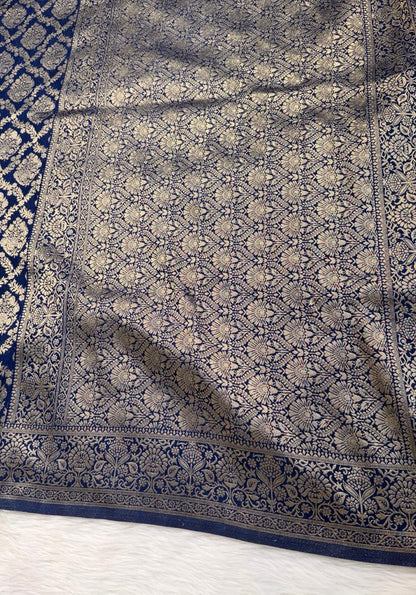 Navy Blue Georgette Banarasi Saree