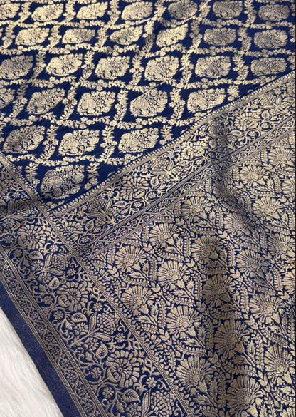 Navy Blue Georgette Banarasi Saree