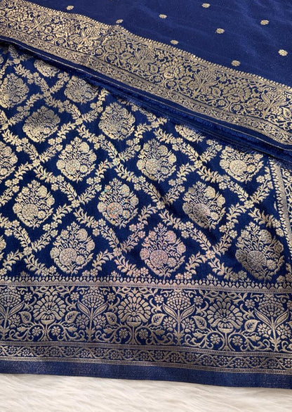 Navy Blue Georgette Banarasi Saree