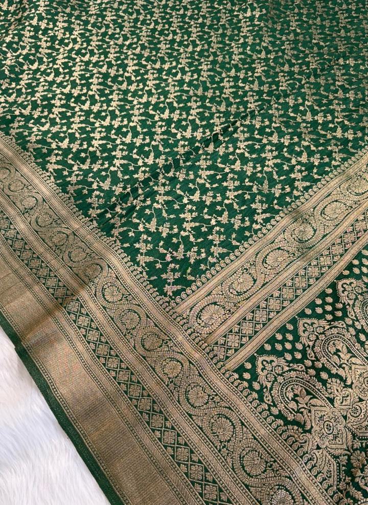 Bottle Green Georgette Banarasi Saree
