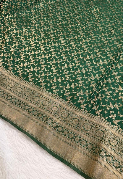 Bottle Green Georgette Banarasi Saree