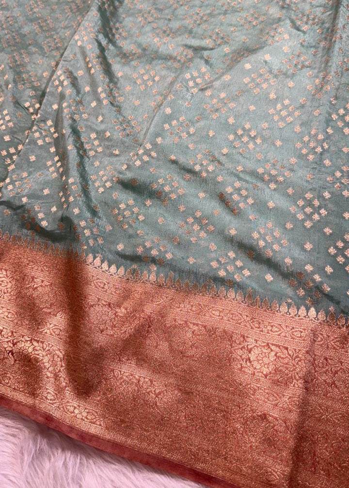 Sea Green Semisilk Banarasi Saree