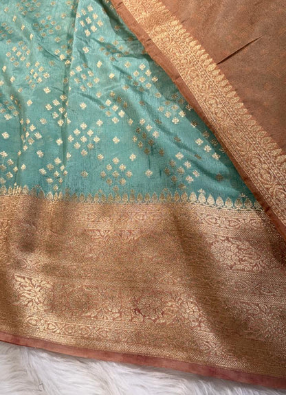 Sea Green Semisilk Banarasi Saree