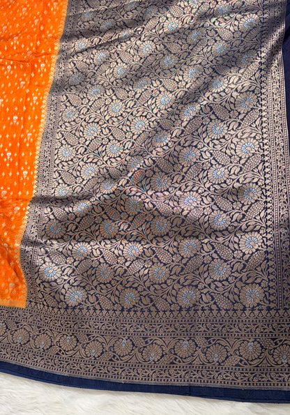 Orange Semisilk Banarasi Saree