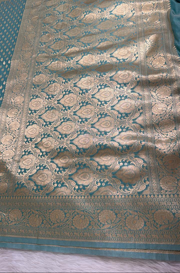 Sea Green Semisilk Banarasi Saree