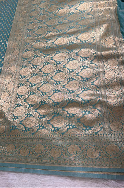 Sea Green Semisilk Banarasi Saree