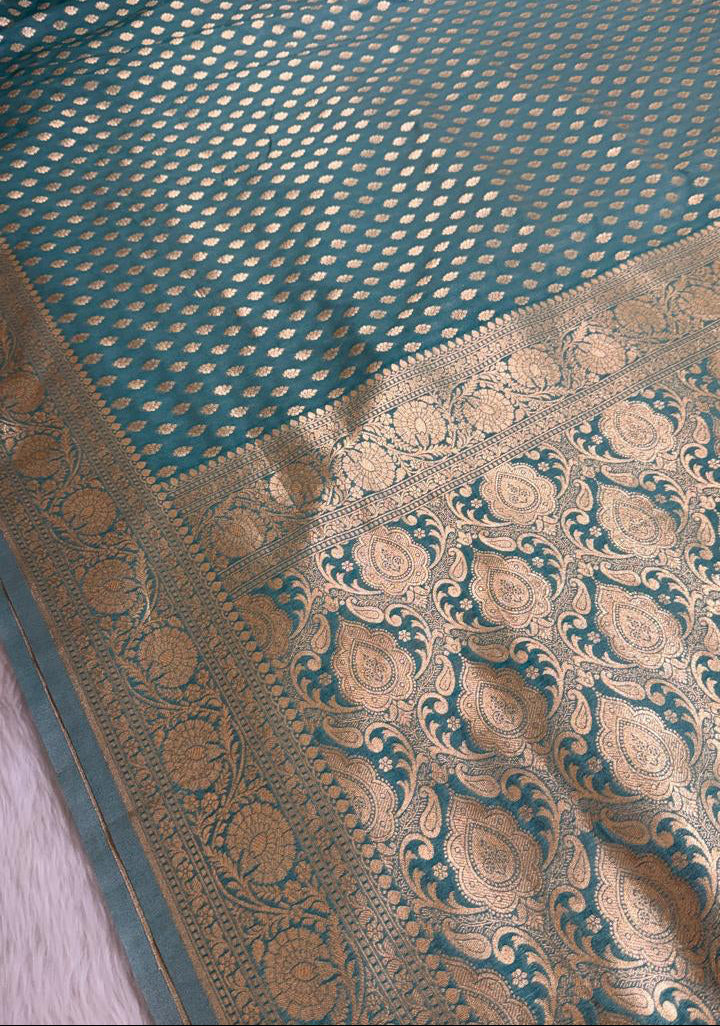 Sea Green Semisilk Banarasi Saree